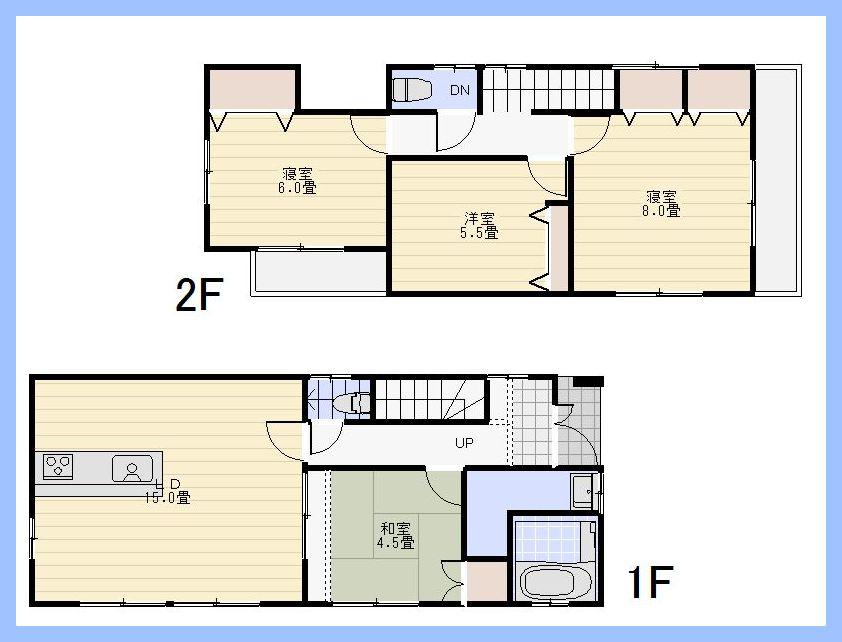 Floor plan. (1 Building), Price 47,600,000 yen, 4LDK, Land area 103.93 sq m , Building area 94.81 sq m