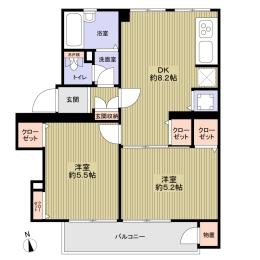 Floor plan. 2DK, Price 18,980,000 yen, Footprint 50.9 sq m