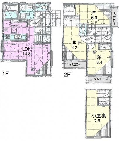 Floor plan. 53,500,000 yen, 3LDK, Land area 100 sq m , Building area 79.6 sq m