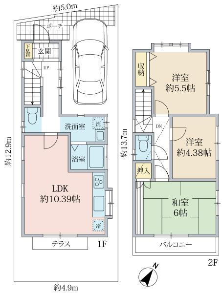 Floor plan. 24,900,000 yen, 3LDK, Land area 66 sq m , Building area 66.69 sq m