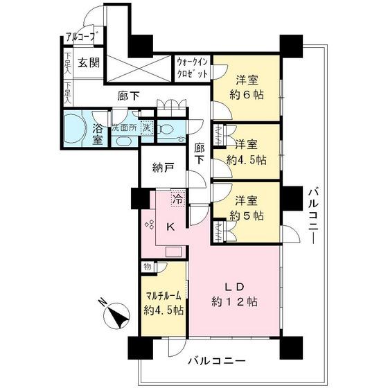 Floor plan. 4LDK, Price 44,800,000 yen, Occupied area 92.74 sq m , Balcony area 42.82 sq m