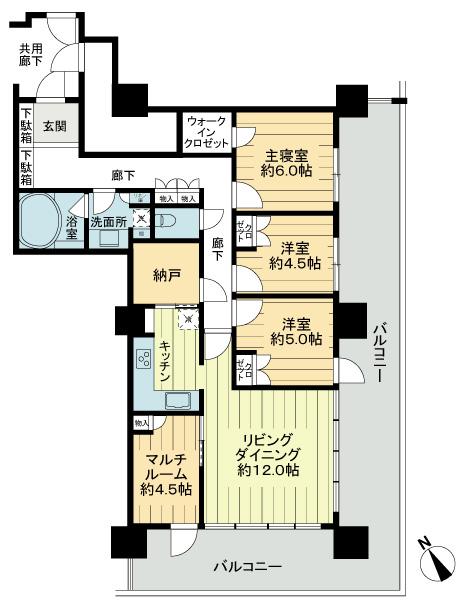 Floor plan. 4LDK + S (storeroom), Price 41,800,000 yen, Occupied area 92.74 sq m , Balcony area 42.82 sq m southeast corner room ・ L-shaped balcony