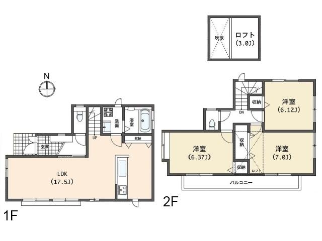 Floor plan. 46,800,000 yen, 3LDK, Land area 108.08 sq m , Building area 85.59 sq m Chofu Somechi 2-chome Floor