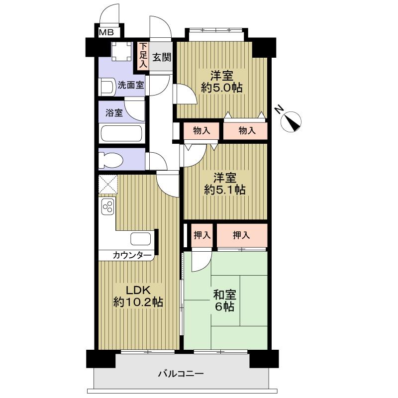 Floor plan. 2LDK + S (storeroom), Price 25,900,000 yen, Occupied area 59.85 sq m , Balcony area 8.55 sq m
