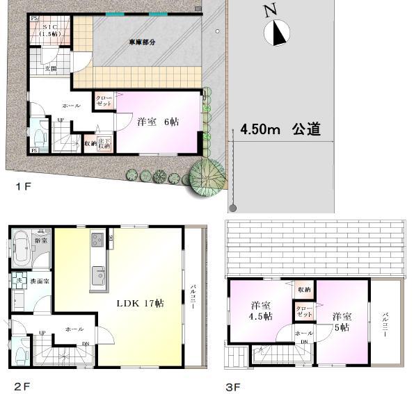 Floor plan. 53,800,000 yen, 3LDK, Land area 72.58 sq m , Building area 108.9 sq m
