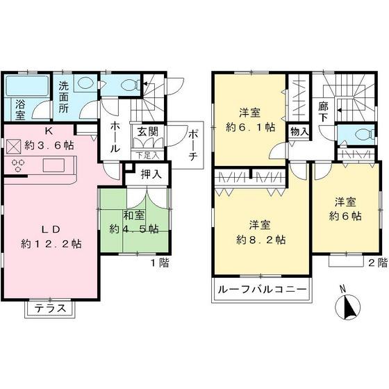 Floor plan. 57,800,000 yen, 4LDK, Land area 126.91 sq m , Building area 96.54 sq m