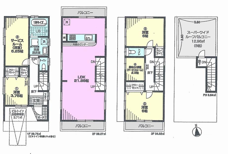Floor plan. 48,800,000 yen, 3LDK, Land area 73.2 sq m , Building area 115.68 sq m