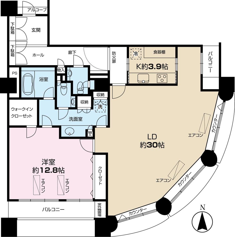 Floor plan. 1LDK, Price 118 million yen, Footprint 113.38 sq m , Balcony area 7.58 sq m