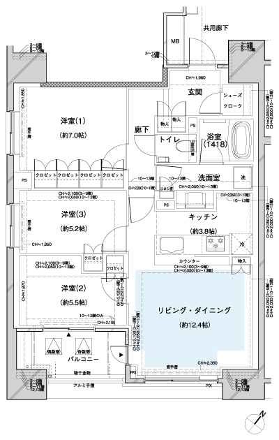 Floor: 3LDK + SC, occupied area: 77.95 sq m, Price: 71,400,000 yen, now on sale