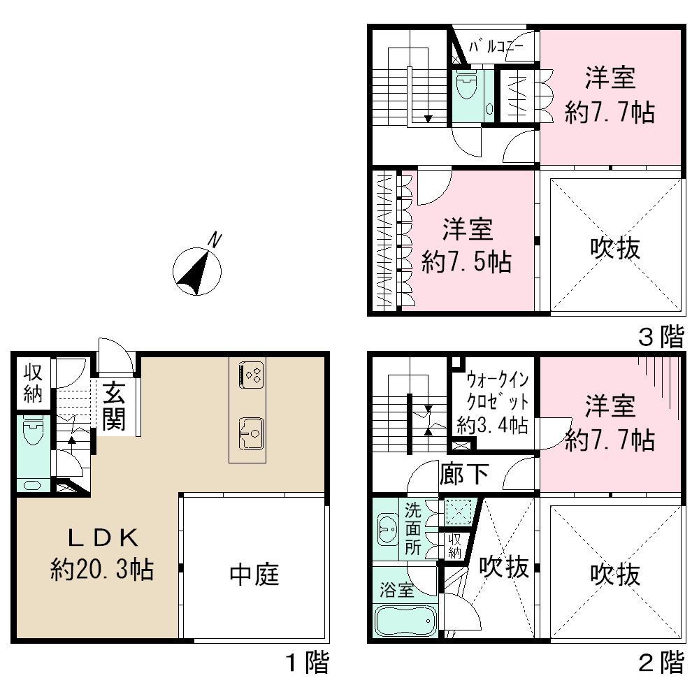 Floor plan. 94,800,000 yen, 3LDK + S (storeroom), Land area 70.13 sq m , Building area 117.81 sq m
