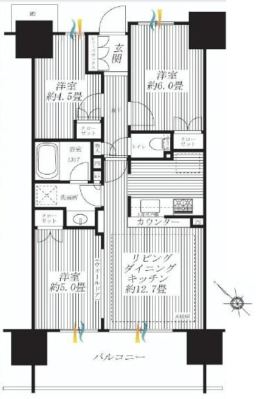 Floor plan. 3LDK, Price 43,800,000 yen, Footprint 60.4 sq m , Balcony area 11.8 sq m