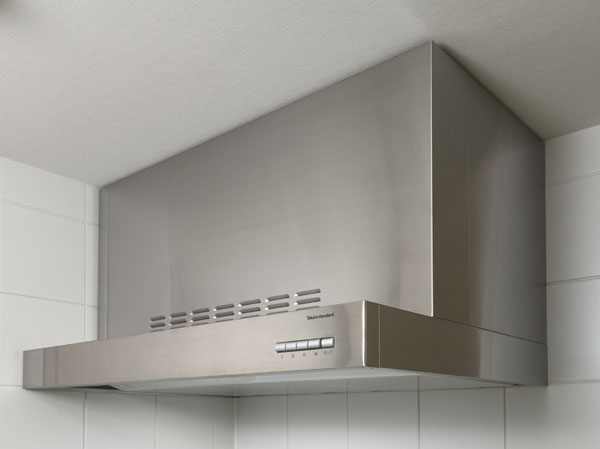 Kitchen.  [Enamel rectification Backed stainless steel range hood] Adopt a rectification Backed stainless range hood to increase the intake efficiency. Strong discharge the smoke and smell, Keep the kitchen of the environment comfortable.