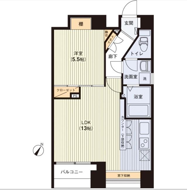 Floor plan. 1LDK, Price 32,800,000 yen, Occupied area 45.46 sq m , Balcony area 3.16 sq m