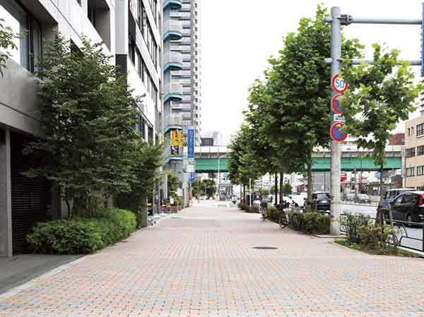Surrounding environment. Local previous width about 6.5m wide sidewalk (June 2010 shooting)