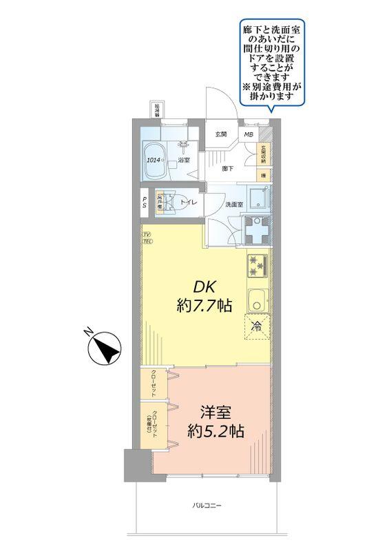 Floor plan. 1DK, Price 17,980,000 yen, Footprint 32.4 sq m , Balcony area 6.48 sq m