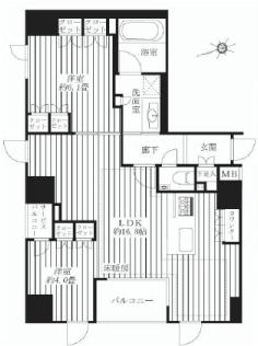 Floor plan. 2LDK, Price 52,800,000 yen, Occupied area 60.76 sq m , Balcony area 3.36 sq m