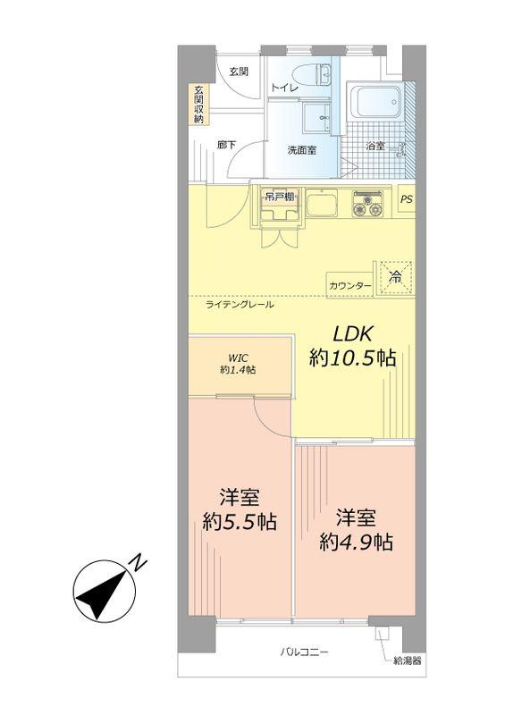 Floor plan. 2LDK, Price 27,980,000 yen, Occupied area 48.82 sq m , Balcony area 6.75 sq m Floor