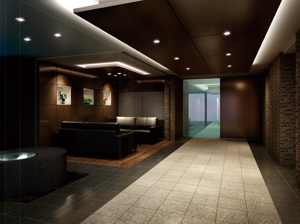 Shared facilities.  [A basin entrance lounge] Sitting on the sofa, Lounge can enjoy the mood and spacious. Water in the basin is wavering in this space, It can be wrapped in the stream of time gradual. (Entrance lounge Rendering)