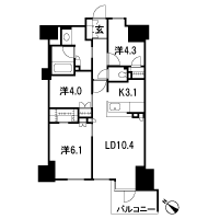 Floor: 3LDK + 2WIC, occupied area: 64.86 sq m, price: 53 million yen (tentative)