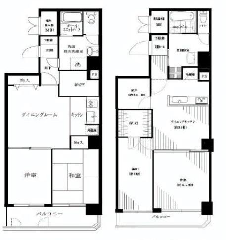 Floor plan. 2DK+S, Price 24,800,000 yen, Footprint 58.2 sq m , Balcony area 7.39 sq m