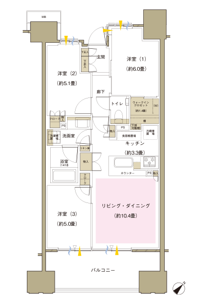 Floor: 3LD ・ K + WIC, the occupied area: 65.57 sq m, Price: TBD