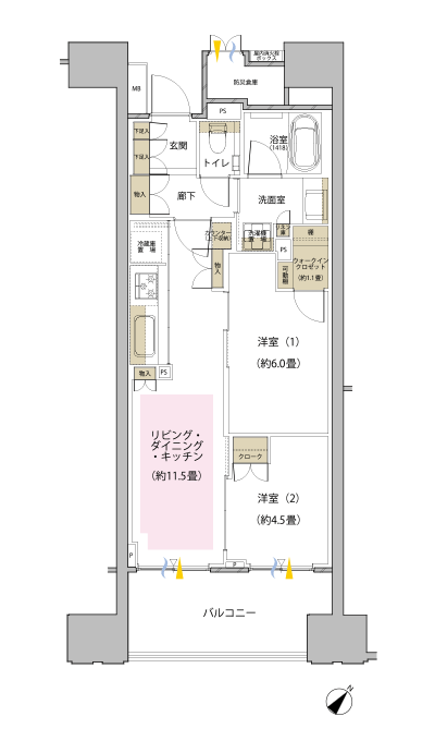 Floor: 2LDK + WIC, the occupied area: 53.25 sq m, Price: TBD