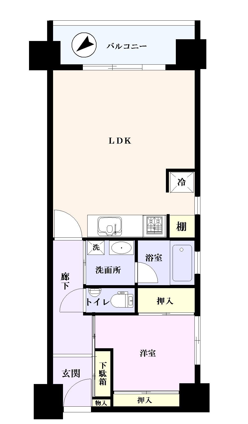 Floor plan. 1LDK, Price 23.8 million yen, Occupied area 48.82 sq m , Balcony area 6.72 sq m