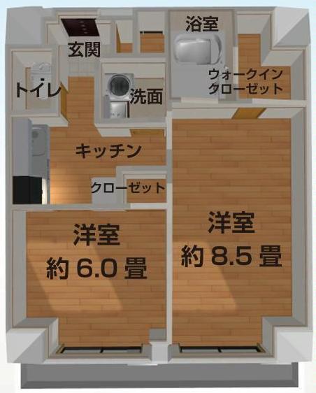 Floor plan. 2K, Price 38,500,000 yen, Occupied area 41.27 sq m , Balcony area 5.72 sq m