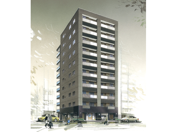 Shared facilities.  [appearance] A smart form of the ground 10 floors shine in streets, Planning the 27 units that privacy highly all households angle dwelling unit. (Exterior view)