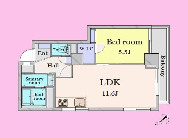 Floor plan. 1LDK, Price 21,800,000 yen, Occupied area 41.64 sq m , Balcony area 4.91 sq m