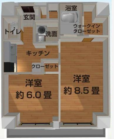 Floor plan. 2K, Price 38,500,000 yen, Occupied area 41.27 sq m , Balcony area 5.72 sq m