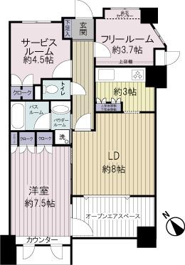 Floor plan. 1LDK+2S, Price 40,800,000 yen, Footprint 58.8 sq m , Balcony area 6.64 sq m of Mato