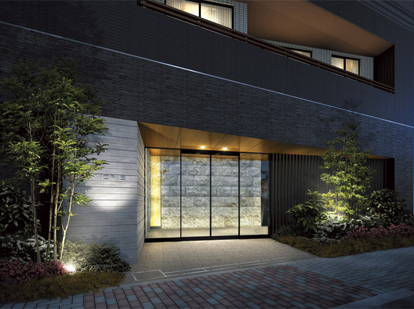 Shared facilities.  [entrance] When we arrived on the way home from the highly convenient downtown, Me welcomed gently Entrance. Natural beauty of planting with an awareness of rustic, Natural stone and Hikarikabe approach back is symbolically light up, Excitement even the expectations of the medium. (Rendering)