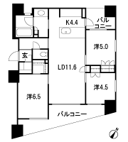 Floor: 3LDK + WIC + SC, occupied area: 68.96 sq m