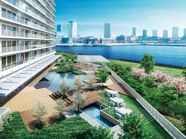Shared facilities.  [Tear Russia Residence Private roof garden Rendering] Water Garden full of rich natural and waterside of moisture in the city Ya, Chrono Residence a vast air garden, Tear Russia Residence served in each.