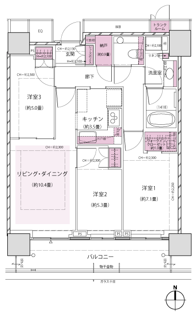 Floor: 3LDK + WIC + N, the occupied area: 74.39 sq m, Price: 65,080,000 yen, now on sale