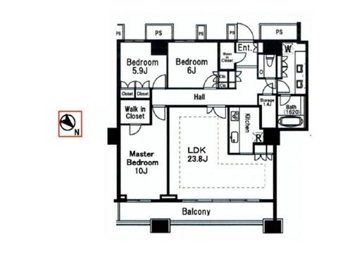 Floor plan. 3LDK, Price 100 million 9.5 million yen, Footprint 112.93 sq m , Balcony area 14.24 sq m