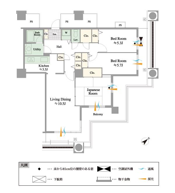 Floor plan. 3LDK, Price 59,800,000 yen, Occupied area 77.52 sq m , Balcony area 27.62 sq m footprint 77.52m2 / Balcony area 27.62m2