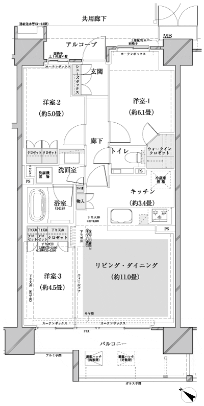 Floor: 3LDK + WIC, the occupied area: 66.47 sq m, Price: 61,194,800 yen, now on sale