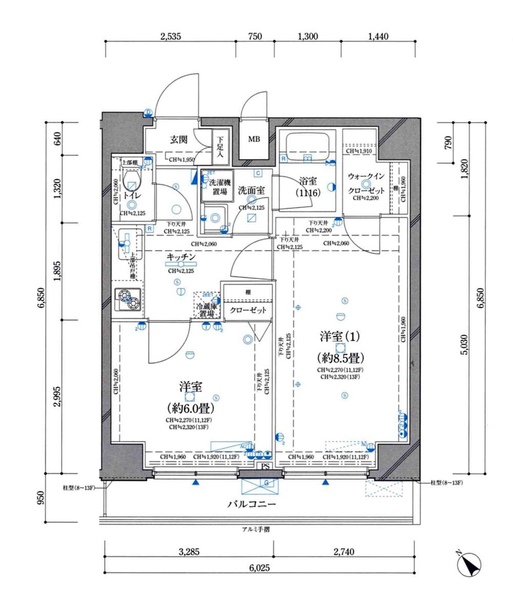 Floor plan. 2K, Price 38,500,000 yen, Occupied area 41.27 sq m , Balcony area 5.72 sq m