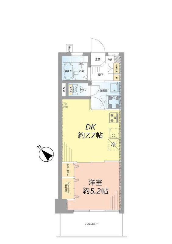 Floor plan. 1DK, Price 17,980,000 yen, Footprint 32.4 sq m , Balcony area 6.48 sq m Floor
