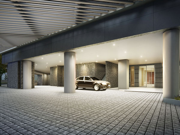 Shared facilities.  [Porte-cochere] You can get in and out without getting wet in the rain (Rendering)
