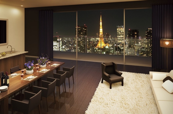 Party Room Rendering / Prepared for the 38th floor, Night view Kirameki Biya Kana shared space.  ※ Those obtained by combining the local 39th floor equivalent to view photos (August 2009 shooting), In fact a slightly different