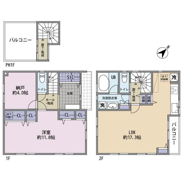 Floor plan. 56,900,000 yen, 1LDK+S, Land area 69.57 sq m , Building area 85.15 sq m Mato change possible