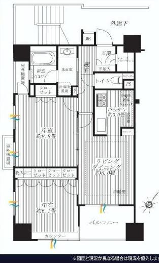 Floor plan. 2LDK, Price 45,800,000 yen, Occupied area 60.77 sq m , Balcony area 5.4 sq m 2LDK → 2SLDK plan can be changed to (paid) TES Shikiyuka Heating System