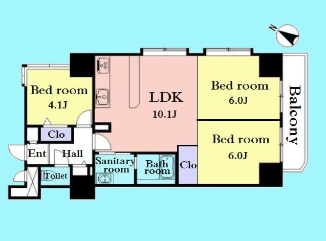 Floor plan. 3LDK, Price 35,800,000 yen, Occupied area 56.06 sq m