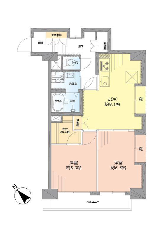 Floor plan. 2LDK, Price 28,990,000 yen, Occupied area 49.86 sq m , Balcony area 4.79 sq m