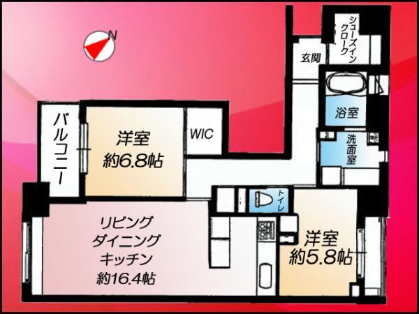 Floor plan. 2LDK, Price 51,900,000 yen, Occupied area 74.42 sq m , Balcony area 4.73 sq m