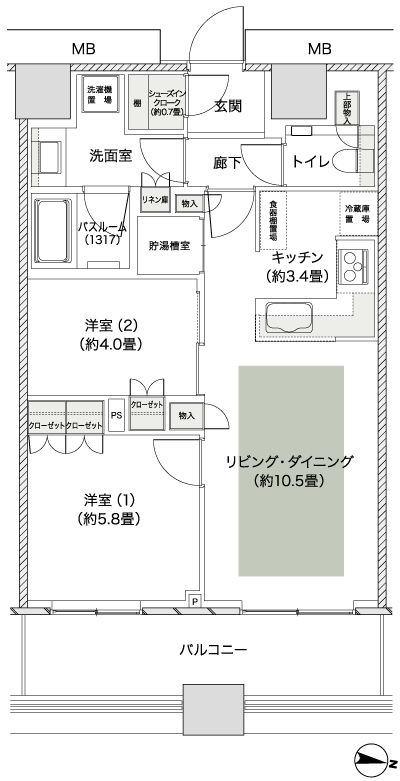Floor: 2LDK + SIC, the occupied area: 58.28 sq m, price: 46 million yen ~ 49 million yen (tentative)