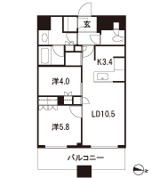 Floor: 2LDK + SIC, the occupied area: 58.28 sq m, price: 46 million yen ~ 49 million yen (tentative)